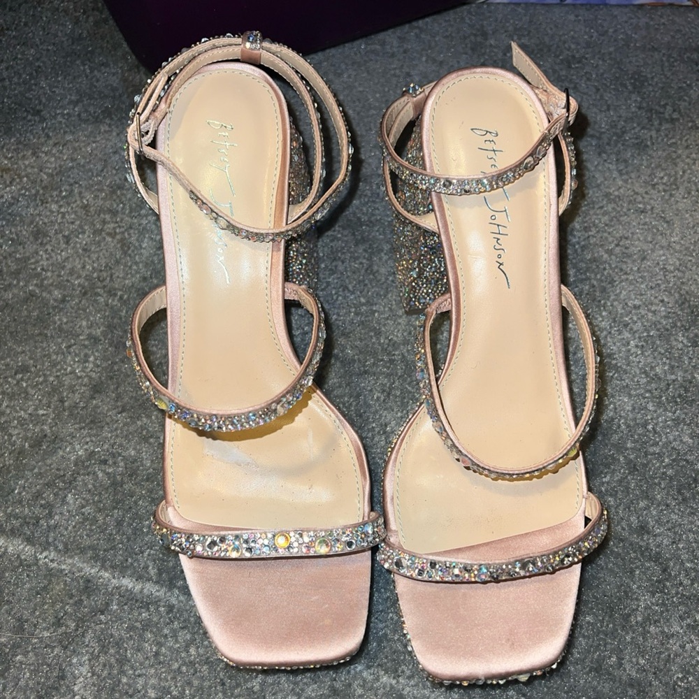 Betsey Johnson Jany Rhinestone Platform Sandals, Silver, Women's 9